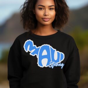 Maui Strong Blue & Wht | Black Premium Crewneck Sweatshirt