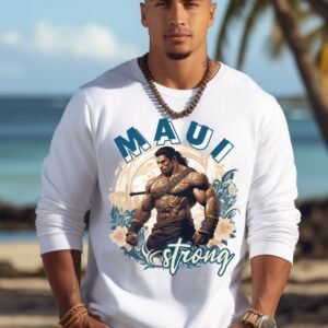 Maui Strong Warrior V2 | White Premium Crewneck Sweatshirt