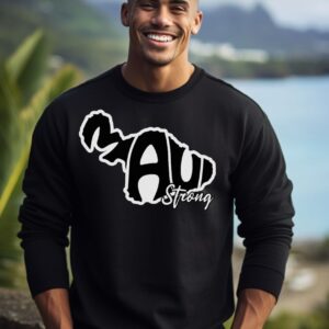 Maui Strong Blk & Wht | Black Premium Crewneck Sweatshirt