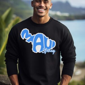 Maui Strong Blue & Wht | Black Premium Crewneck Sweatshirt