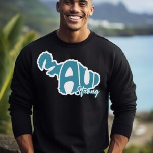 xr:d:DAFrfRXAXo4:14,j:2996419352479851423,t:23081414 Maui Strong Teal & Wht | Black Premium Crewneck Sweatshirt