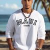Maui Strong Blk & Wht Varsity | White Premium Crewneck Sweatshirt