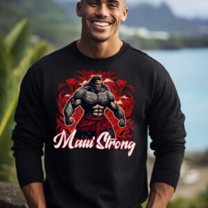 Maui Strong Warrior Red | Black Premium Crewneck Sweatshirt