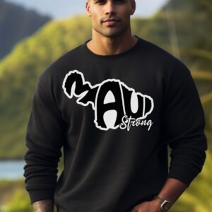 Maui Strong Blk & Wht | Black Premium Crewneck Sweatshirt