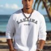 Lahaina Strong Blk & Wht Varsity | White Premium Crewneck Sweatshirt