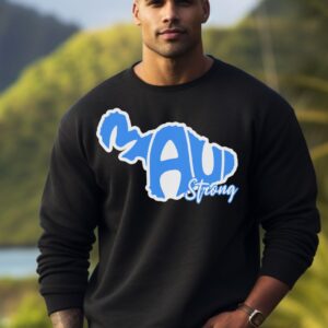 Maui Strong Blue & Wht | Black Premium Crewneck Sweatshirt