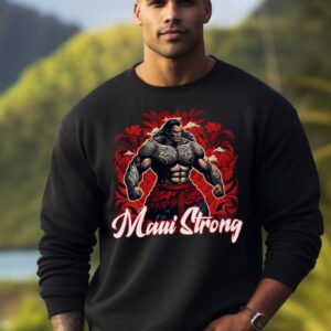 Maui Strong Warrior Red | Black Premium Crewneck Sweatshirt