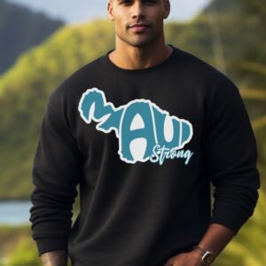 xr:d:DAFrfRXAXo4:14,j:2996419352479851423,t:23081414 Maui Strong Teal & Wht | Black Premium Crewneck Sweatshirt