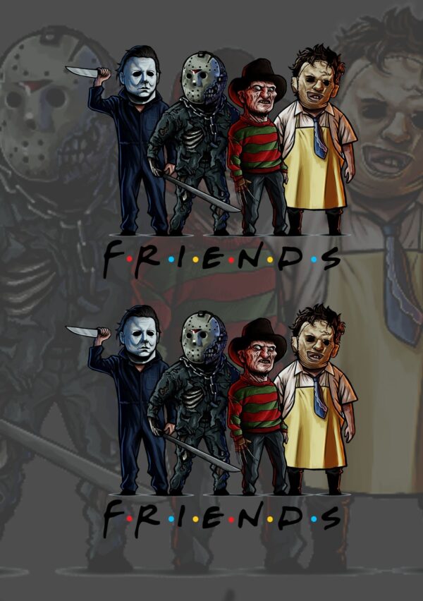 Friends Jason, Michael, Leather Face, Freddy DTF Sheet | Ready To Press