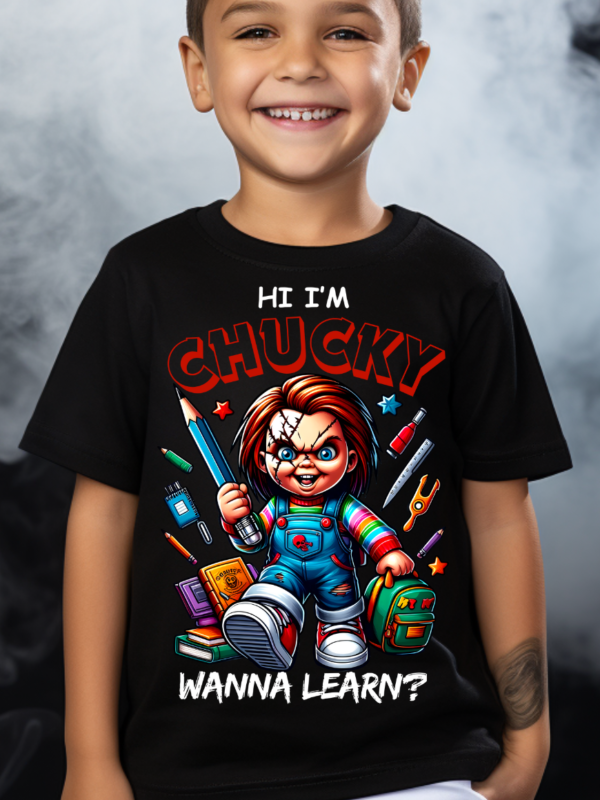 Hi I'm Chucky Wanna Learn | Black Premium T-Shirt