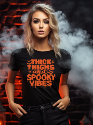 Thick Thighs & Spooky Vibes | Black Premium T-Shirt