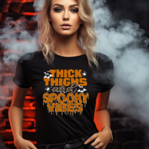 Thick Thighs & Spooky Vibes V.2 | Black Premium T-Shirt