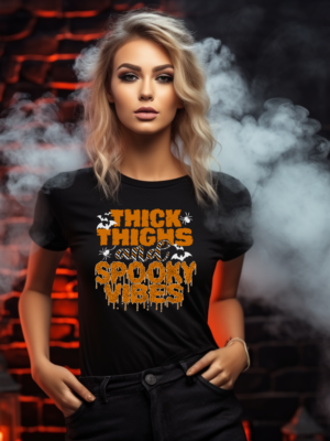 Thick Thighs & Spooky Vibes V.2 | Black Premium T-Shirt