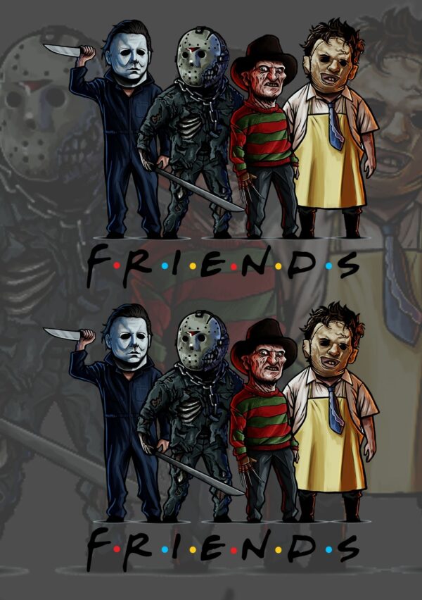 Friends Jason, Michael, Leather Face, Freddy DTF Sheet | Ready To Press