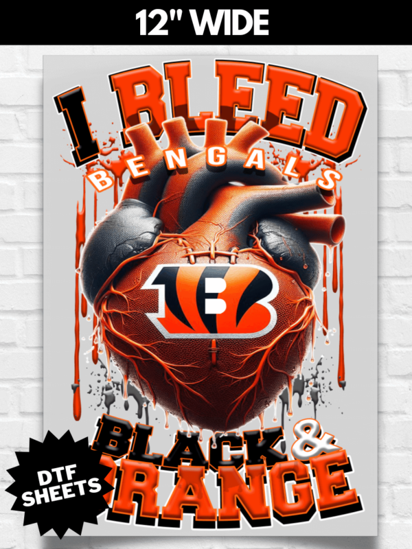 Football DTF Transfer - Black & Orange Colors, Ready to Press