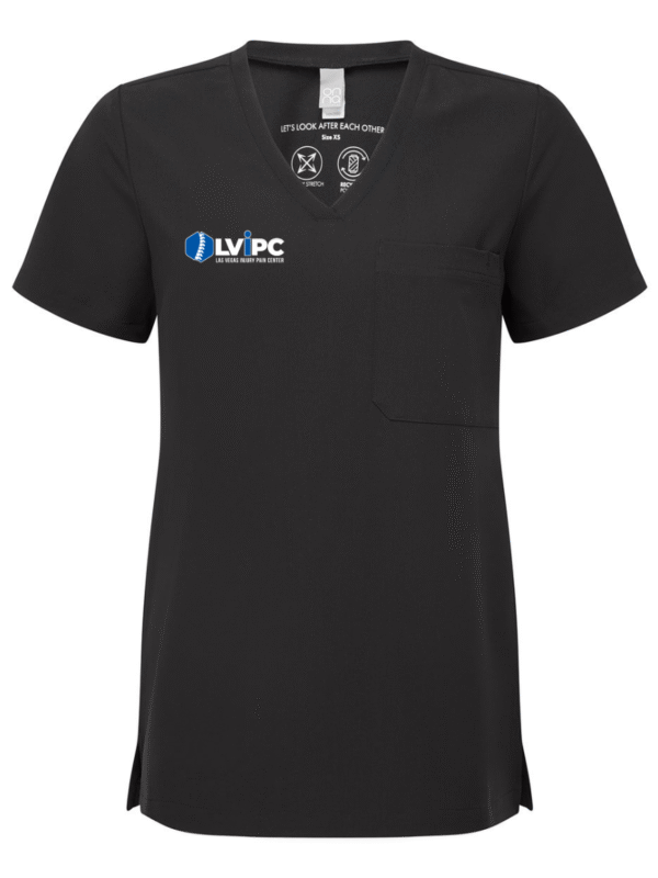 Black Womens Scrub Top | Right Chest Logo