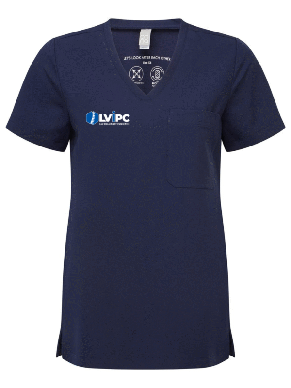 Navy Womens Scrub Top | Right Chest Logo