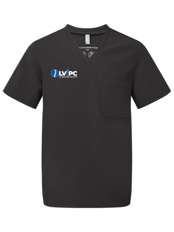 Black Mens Scrub Top | Right Chest Logo