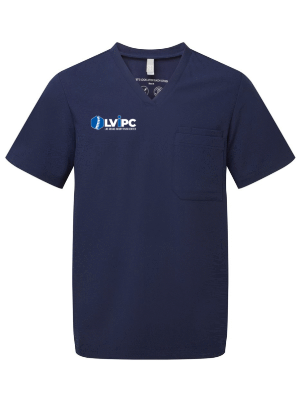 Navy Mens Scrub Top | Right Chest Logo