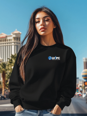 Black Unisex Crew Neck Sweater | Left Chest Logo