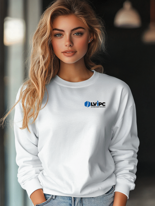 White Unisex Crew Neck Sweater | Left Chest Logo
