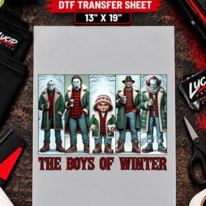 Boys Of Winter Horror Christmas Lineup 13x19 inch ready to press DTF transfer sheet mockup