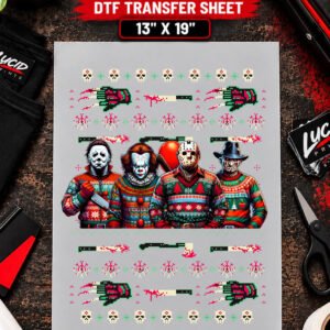 Christmas Horror Sweater Gang Sheet Style 13x19 inch ready to press DTF transfer sheet mockup