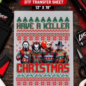 Have A Killer Christmas Horror Villains Lineup 13x19 inch ready to press DTF transfer sheet mockup