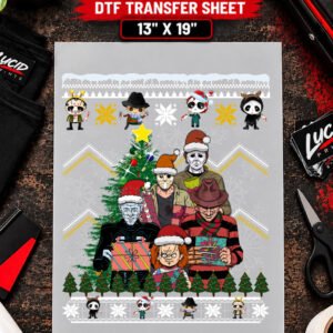 Horror Christmas Character Ugly Sweater 13x19 inch ready to press DTF transfer sheet mockup