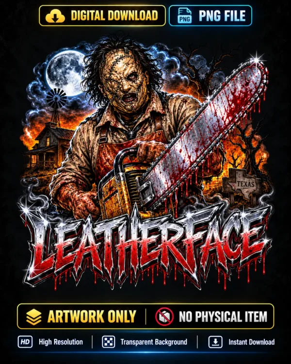 Moonlit Chainsaw Horror Graphic Tee