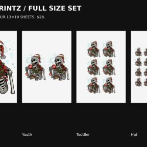 Santa Skeleton Coffee | Four-Sheet Full Size DTF Set