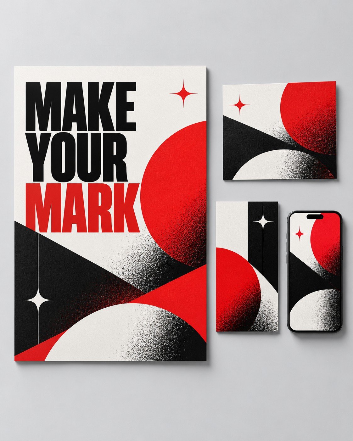 Lucid Marketing Design Concept Illustrative red black and white promotional poster and mobile campaign
