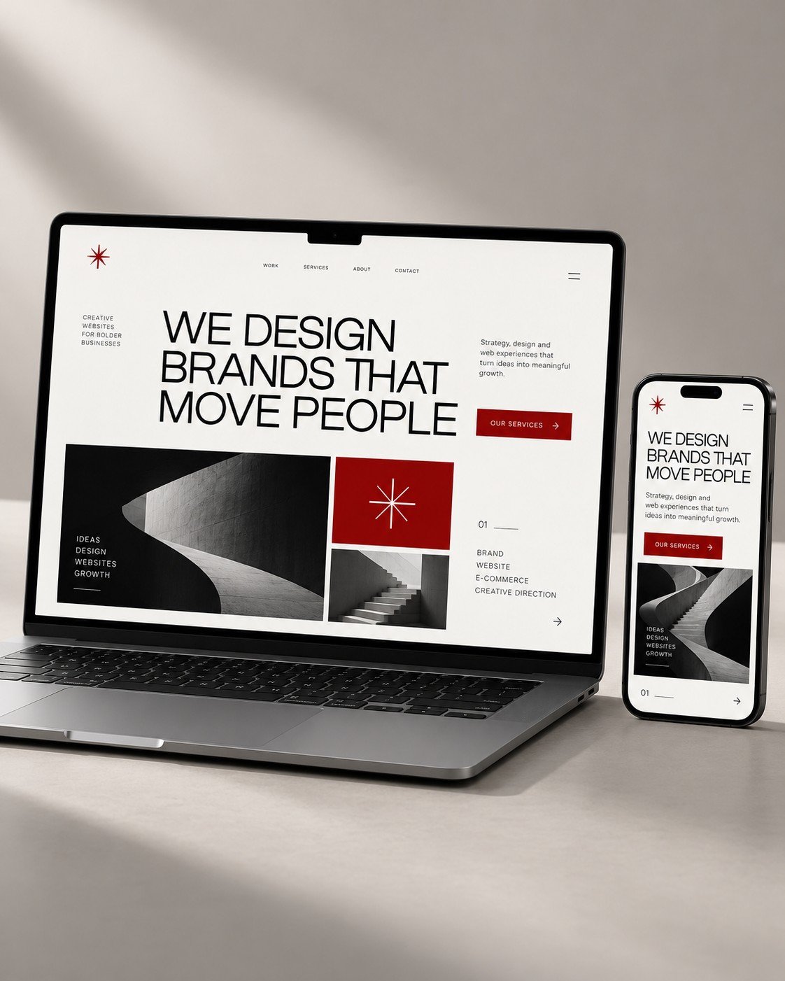 Lucid Website Design Concept Illustrative responsive creative business website on a laptop and phone