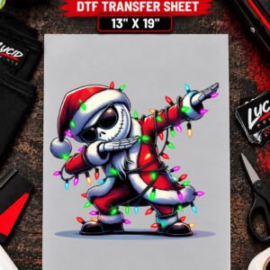 Nightmare Before Christmas Santa Character 13x19 inch ready to press DTF transfer sheet mockup