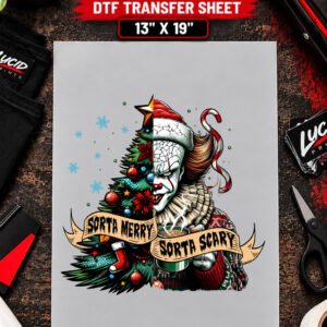 Sorta Merry Sorta Scary Mummy 13x19 inch ready to press DTF transfer sheet mockup