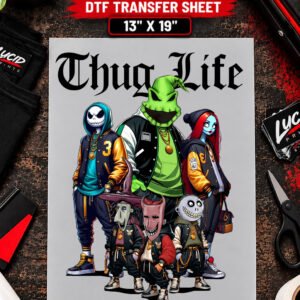 Thug Life Nightmare Characters Streetwear 13x19 inch ready to press DTF transfer sheet mockup