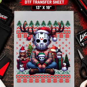 Ugly Christmas Sweater Hockey Mask 13x19 inch ready to press DTF transfer sheet mockup